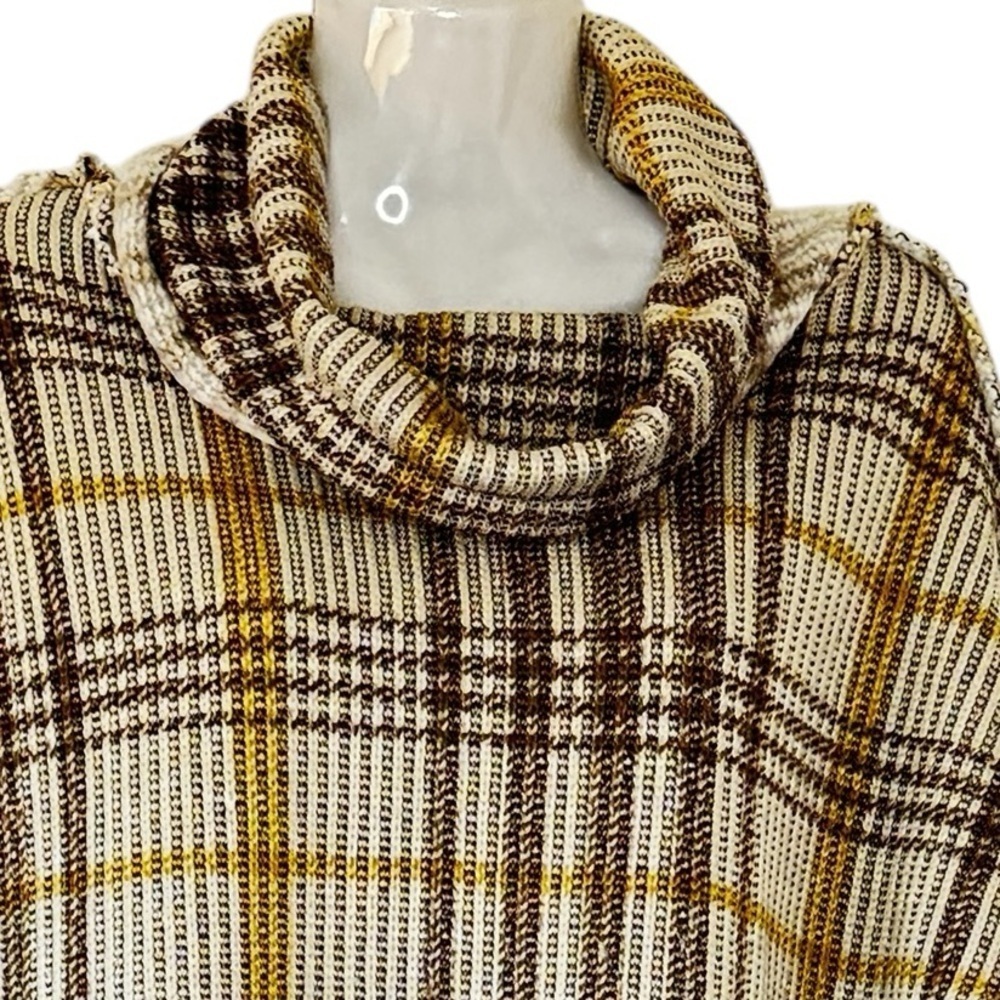 Dylan Los Angeles Plaid Cowl Neck Sweater Dolman Sleeves Oversized Women's XS - Picture 3 of 8